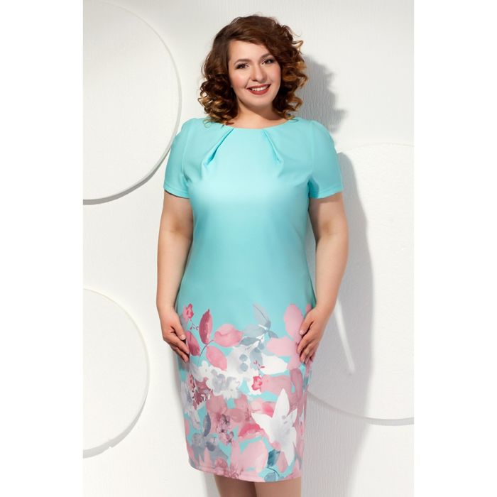 Платье женское, размер 48, цвет мятный+розовый П-377/5