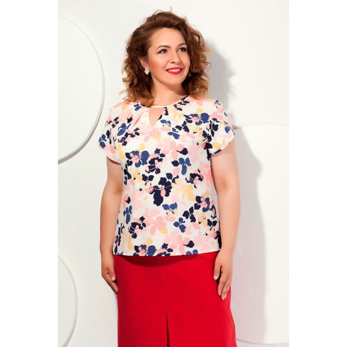 Блуза женская, размер 60, цвет молочный+розовый Б-179/5