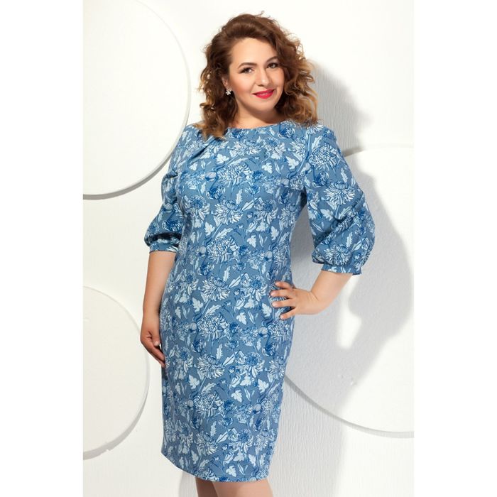 Платье женское, размер 58, цвет синий+серый П-377/8