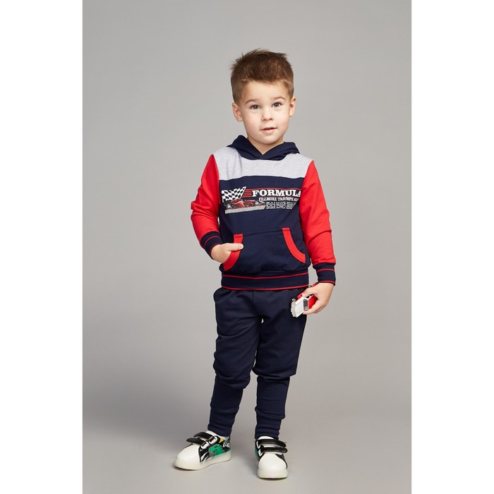 Джемпер для мальчика "Формула", рост 92 см (50), цвет тёмно-синий/красный ПДД287258_М