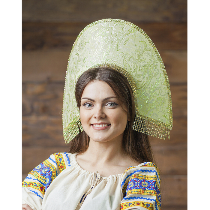 Кокошник "Василиса" парча жаккард, цвет золото