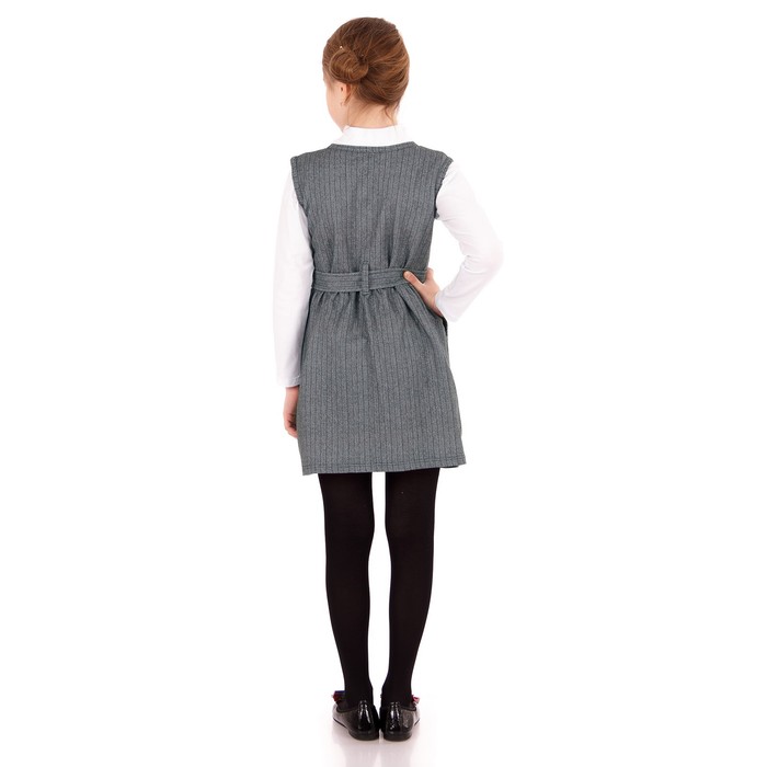 Сарафан для девочки "Школьная пора", рост 128 см (64), цвет серо-синий