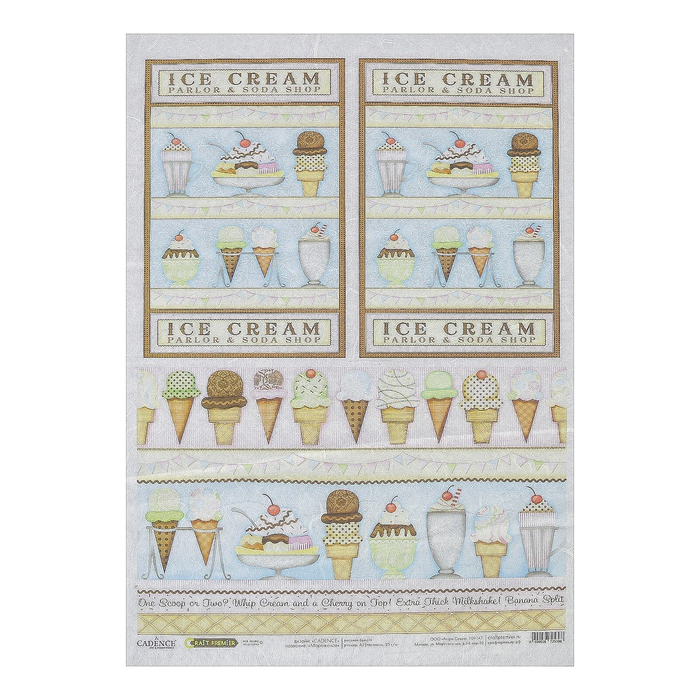 Рисовая бумага для декупажа "Мороженое" формат A3, 25г/м