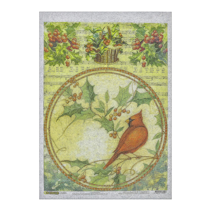 Рисовая бумага для декупажа "Птица Кардинал"  28,2х38,4см,  25г/м