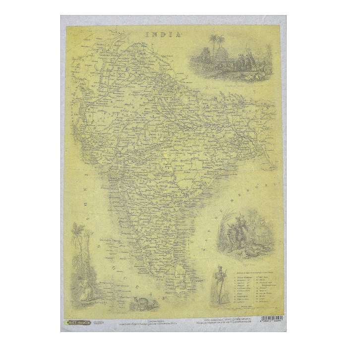 Рисовая бумага для декупажа "Карта Хинду" 28,2х38,4 см