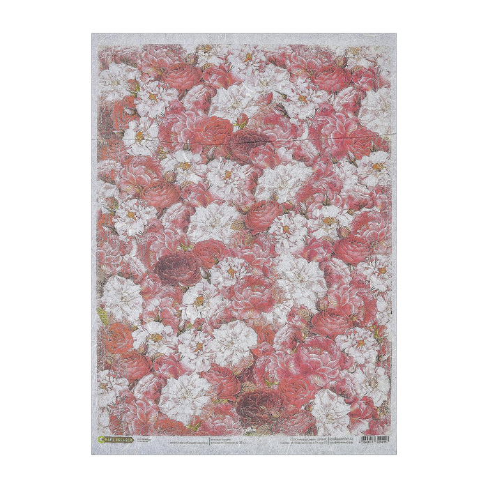 Рисовая бумага для декупажа "Ковер из роз" формат A3, 25г/м