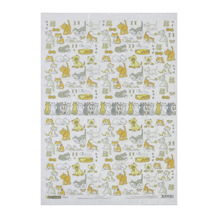 Рисовая бумага для декупажа "Рыжие котята" формат A3, 25г/м