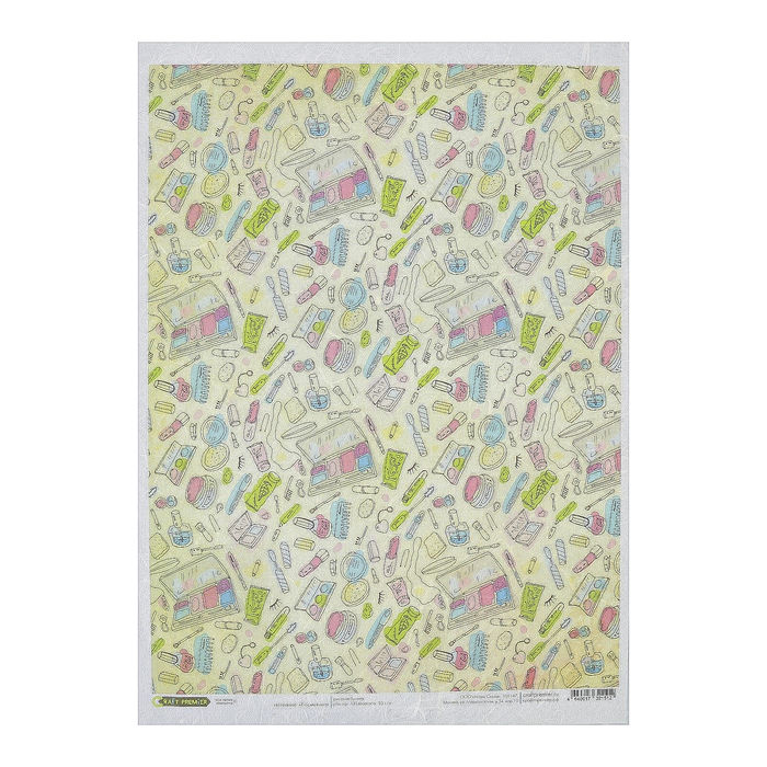 Рисовая бумага для декупажа "Косметика" формат A3, 25г/м