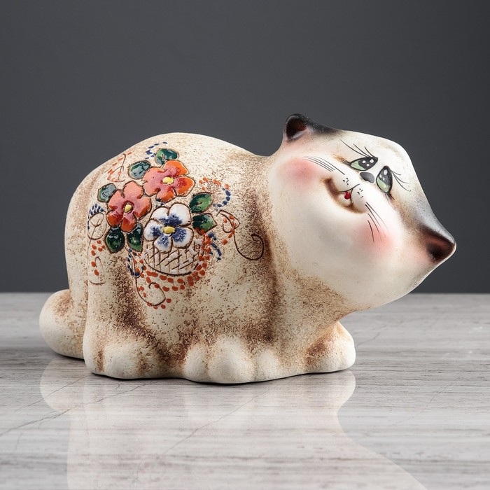 Копилка "Кот Семен" шамот, коричневый микс