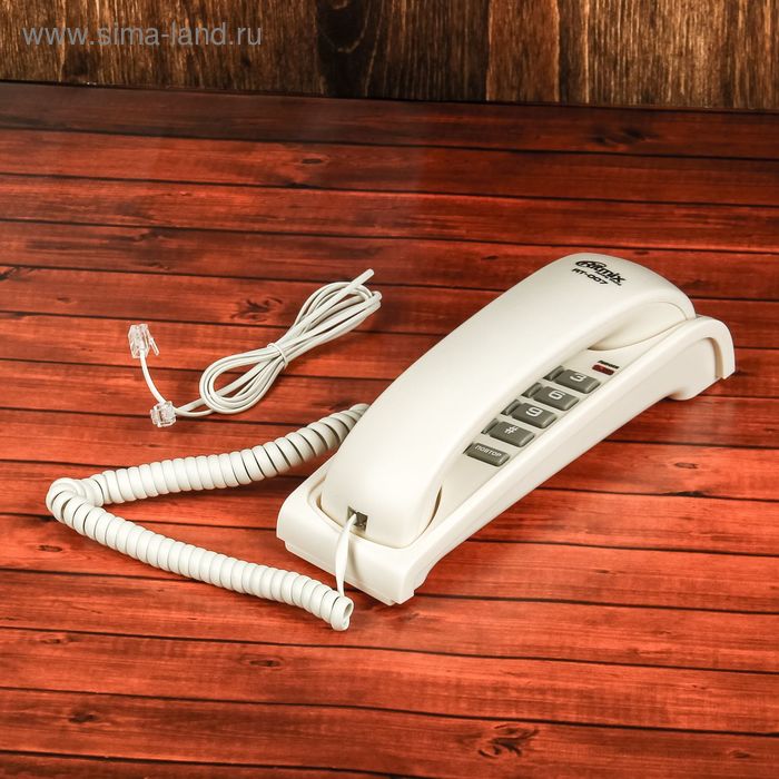 фото Проводной телефон ritmix rt-007, настольно-настенный, стильный дизайн, белый