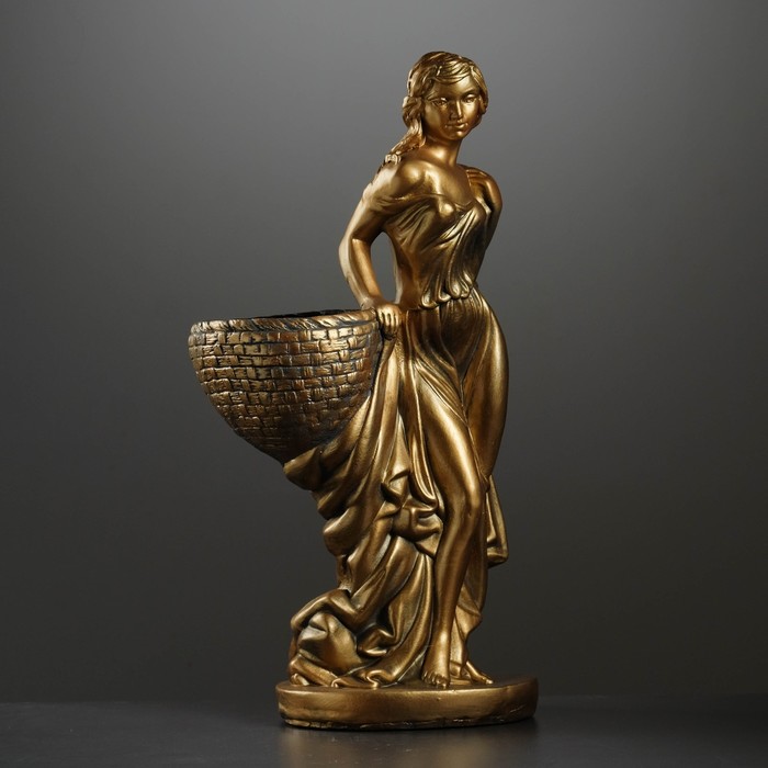 Фигурное кашпо "Девушка с корзиной" бронза 64см