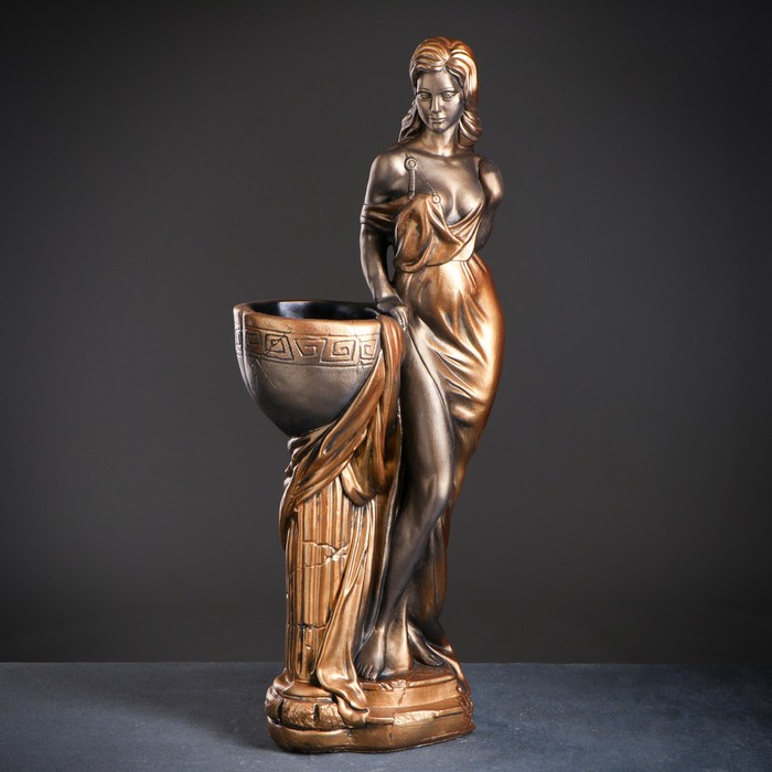 Фигурное кашпо "Девушка Дана" черное золото 81см