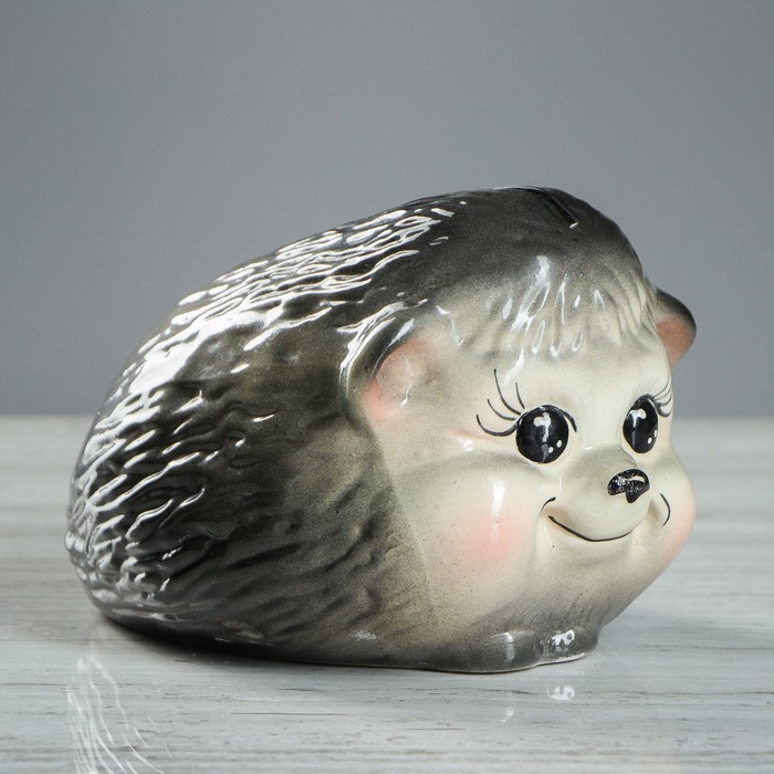 Копилка "Ёжик" глазурь  серый