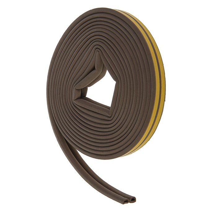 Уплотнитель резиновый самоклеящийся UNIBOB, профиль D, в катушке 10 м, коричневый