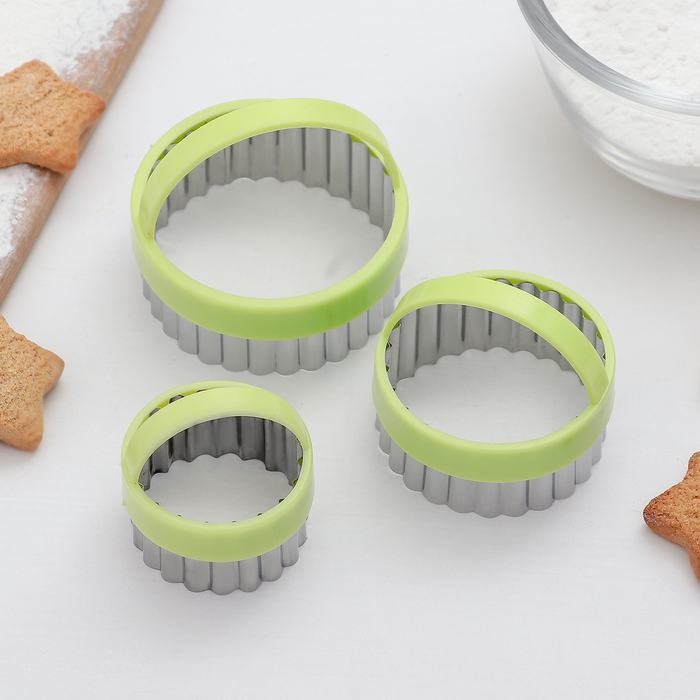Набор форм для вырезания печенья "Круг", 3 шт цвета МИКС