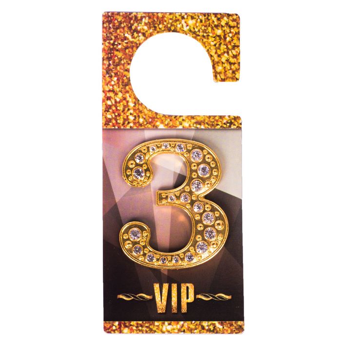 Дверной номер со стразами "3" (золото), 4,2 х 5 см