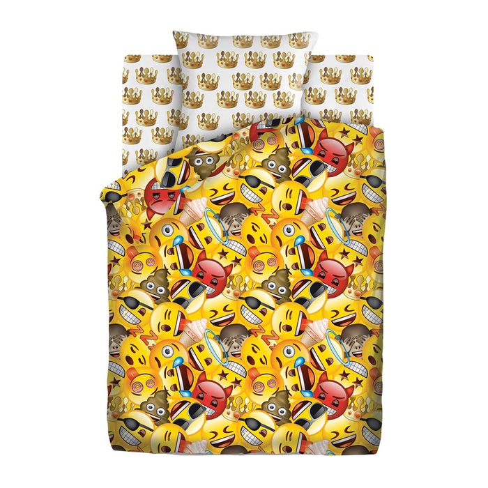 КПБ 1,5 "Emoji" Смайлы 215x143, 214x150, 70x70 1 шт., бязь, хл100%, 120г/м