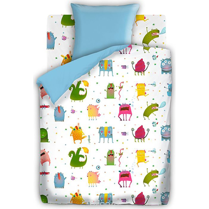 КПБ 1,5 "Непоседа" Монстрики 215x143, 214x150, 70x70 1 шт., бязь, хл100%, 120г/м