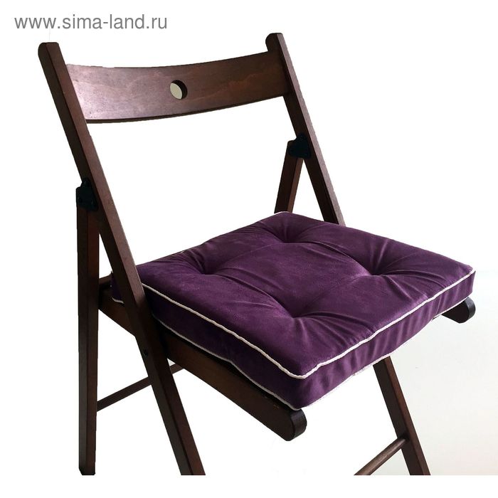 фото Подушка на стул 38х38 см, h 5 см, цвет сиреневый, велюр, поролон, кант wowpuff