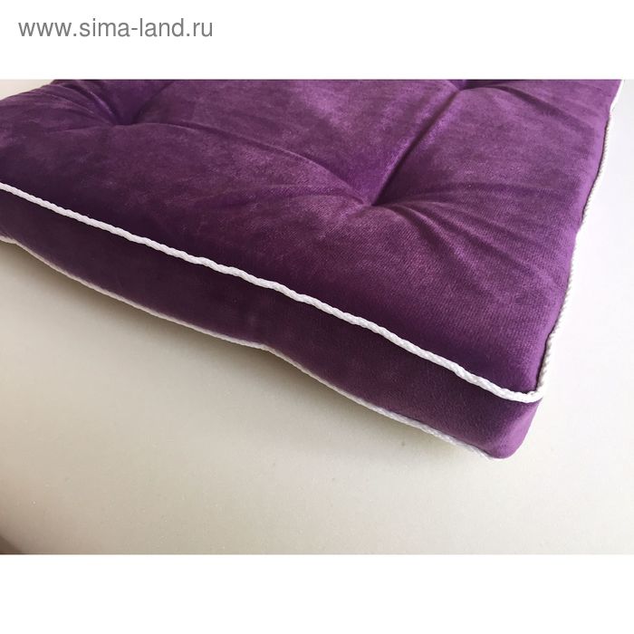 Подушка на стул 38х38 см, h 5 см, цвет сиреневый, велюр, поролон, кант