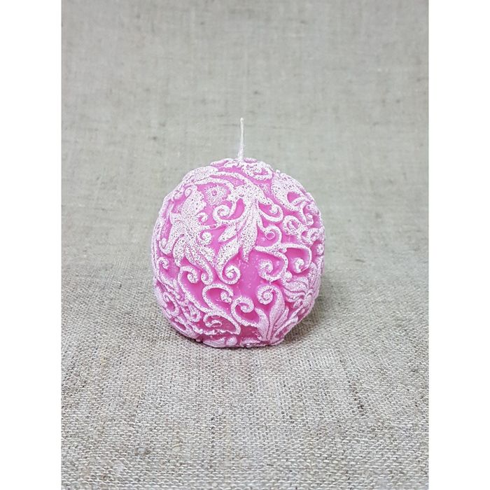 Свеча "Шар с узором" 7см розовый