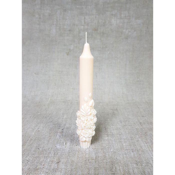 Свеча Коническая "Объёмные розы" абрикосовая