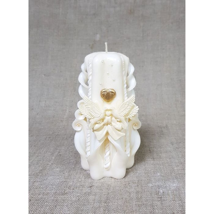 Свеча резная 15-17см"Любовь и голуби" Кремовая