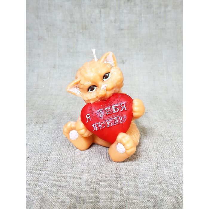 Свеча "Влюбленный котик" 10,5*13,5 рыжий