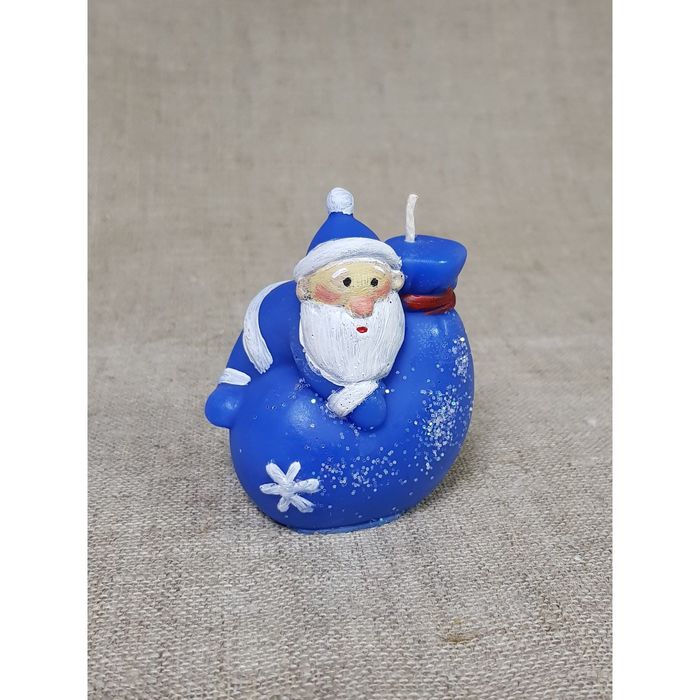 Свеча "Дед Мороз с мешком" 6,5*8 синий