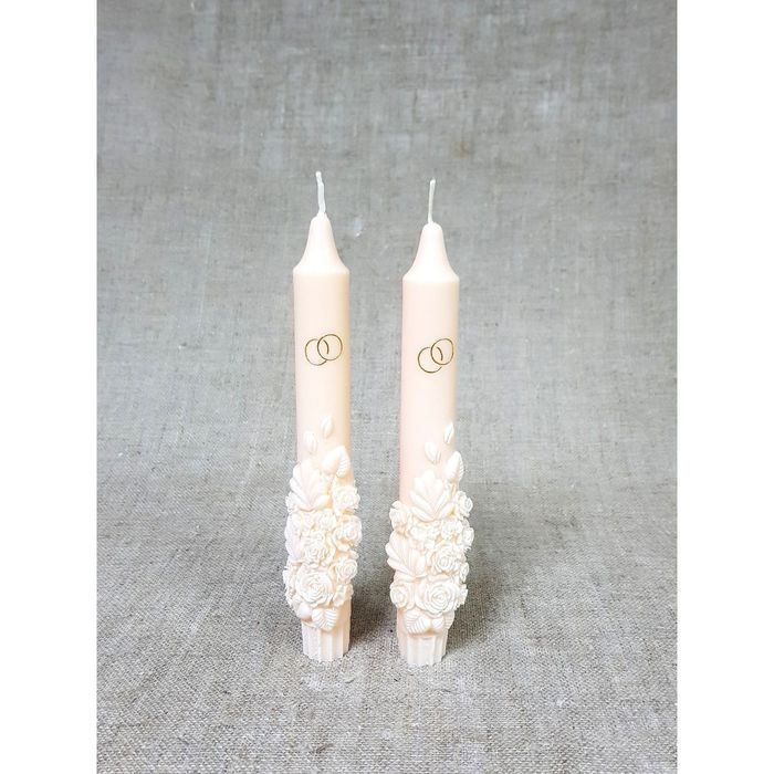 Набор Свадебных свечей " Объёмные розы" абрикосовые
