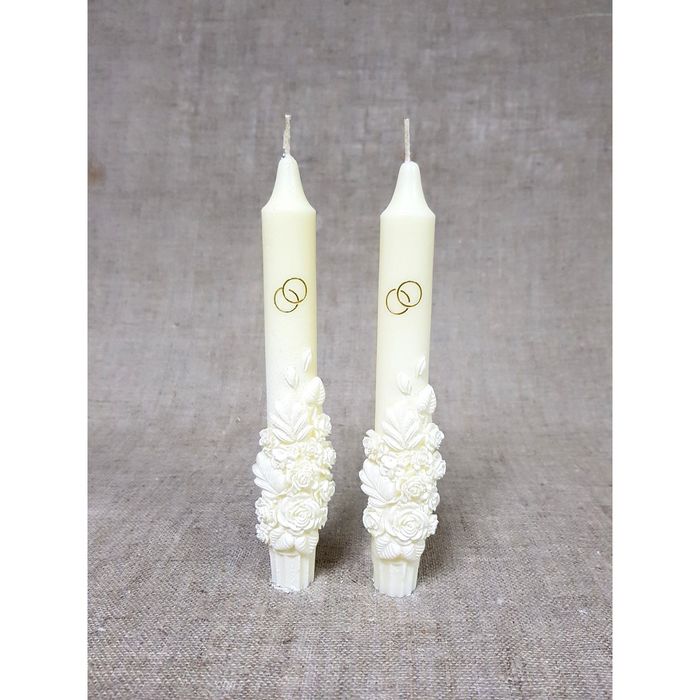 Набор Свадебных свечей " Объёмные розы" айвори