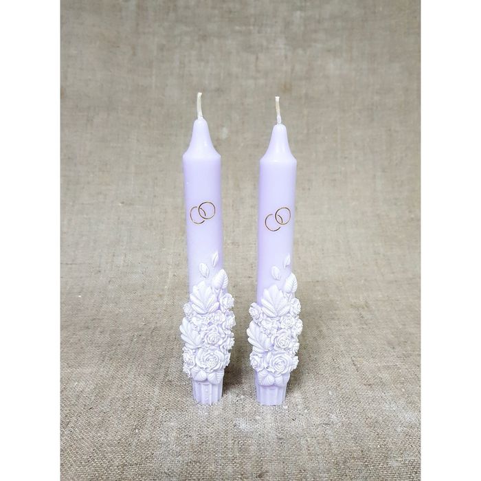 Набор Свадебных свечей " Объёмные розы" сиреневые