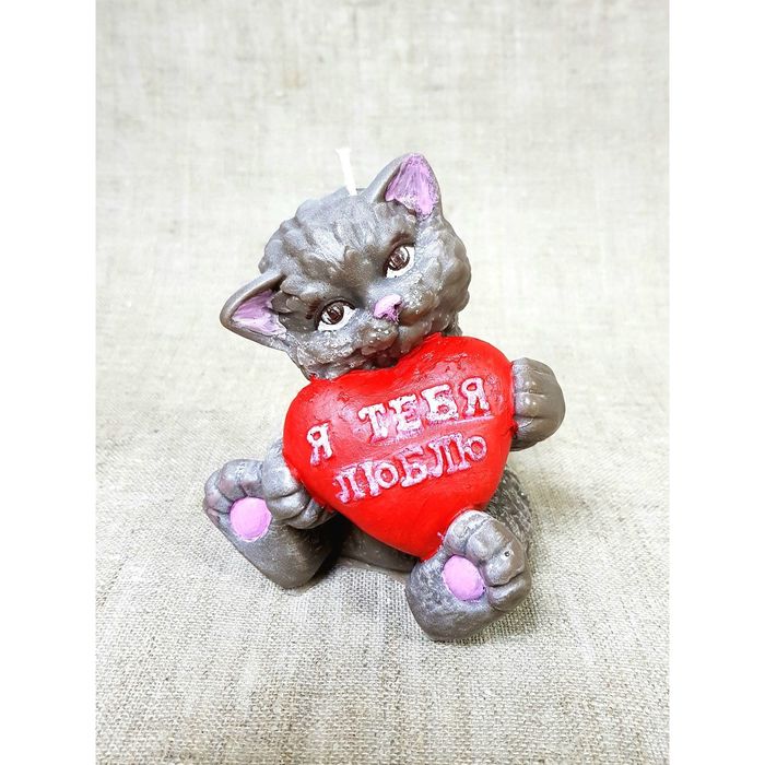 Свеча "Влюбленный котик" 10,5*13,5 коричневый