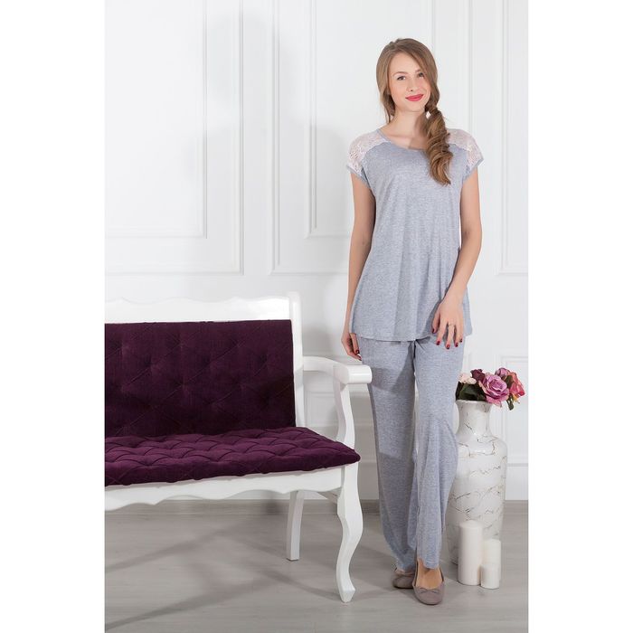 Комплект женский (футболка, брюки) "Ласса 2" вискоза цвет серый меланж, р-р 48