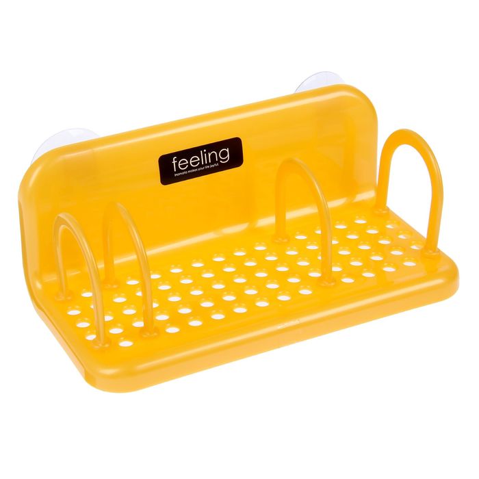 Полочка для моющего средства и губок на присосках, цвет оранжевый