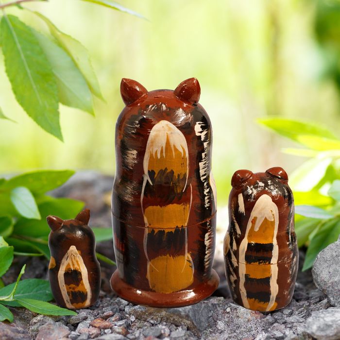 Матрешка 3 кукольная "Енот" 10 см