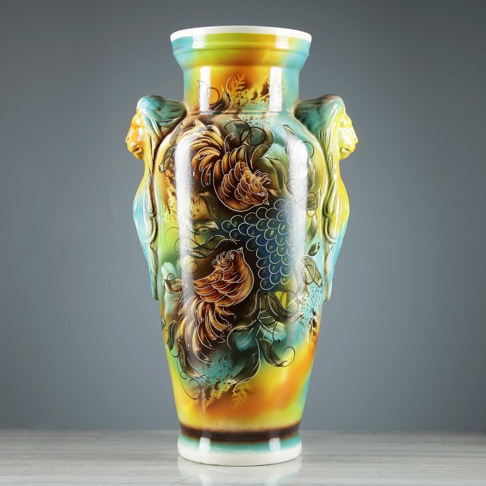 Ваза напольная "Дора" цветы, сиреневая