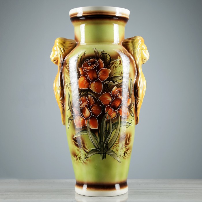 Ваза напольная "Дора" Цветы коричневая