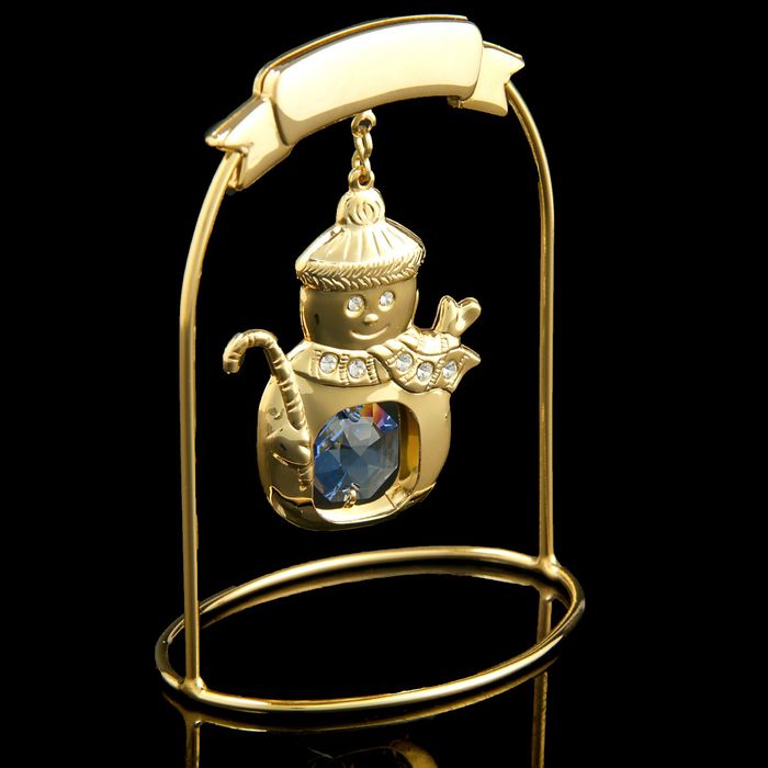 Сувенир «Новогодний снеговик», подвесной, 7×4,5×8 см, с кристаллами Сваровски