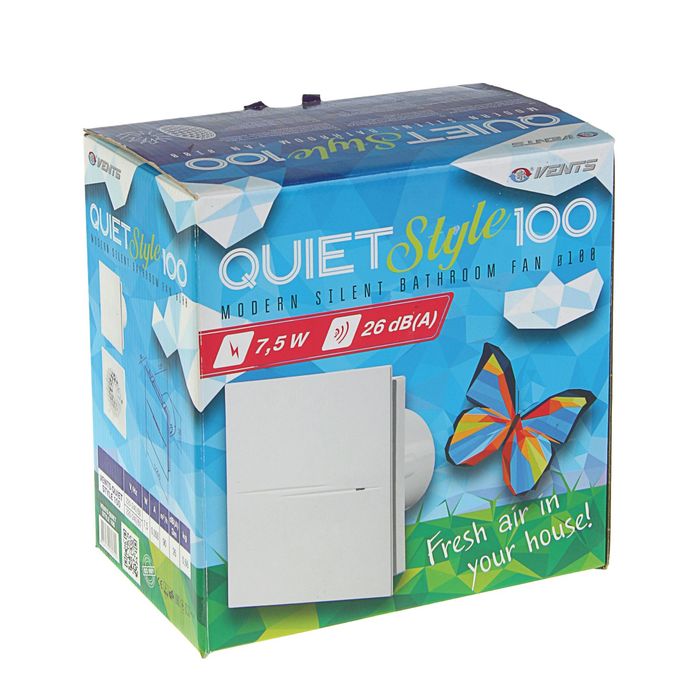 Вентилятор "ВЕНТС" 100 Quiet-Style, d=100 мм, 220-240 В, бесшумный, цвет белый