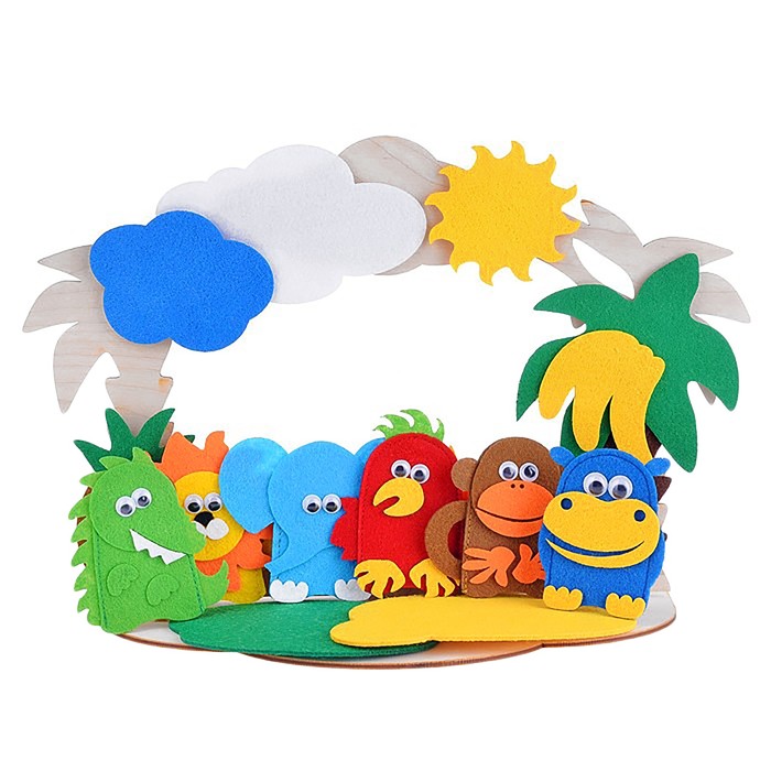 Театр на столе "Африка", высота пальчиковых игрушек 7 см, высота ширмы 20 см