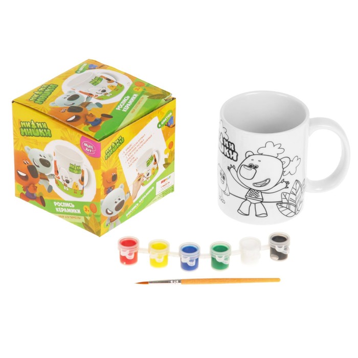 Кружка керамическая для росписи "Мимимишки", 200 мл + краски, кисточка