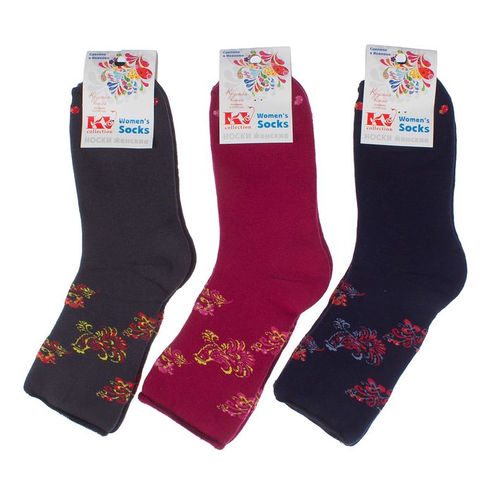 Носки женские плюшевые, цвет МИКС, размер 23-25