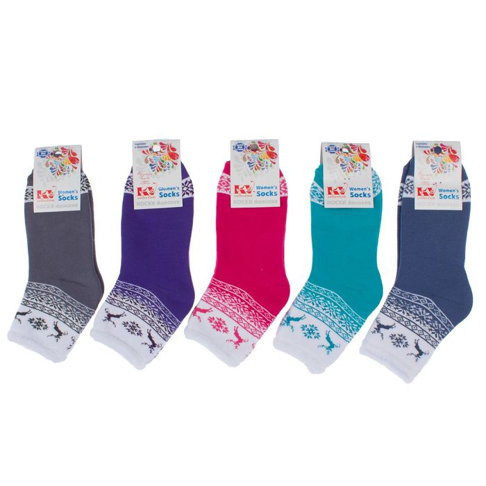 Носки женские плюшевые, цвет МИКС, размер 23-25