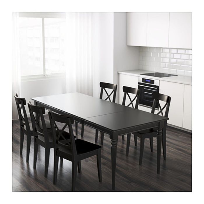 Раздвижной стол, цвет черный ИНГАТОРП