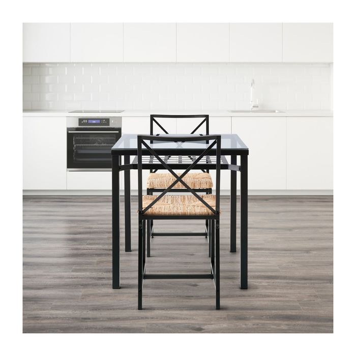 Стол и 2 стула, цвет черный, стекло ГРАНОС