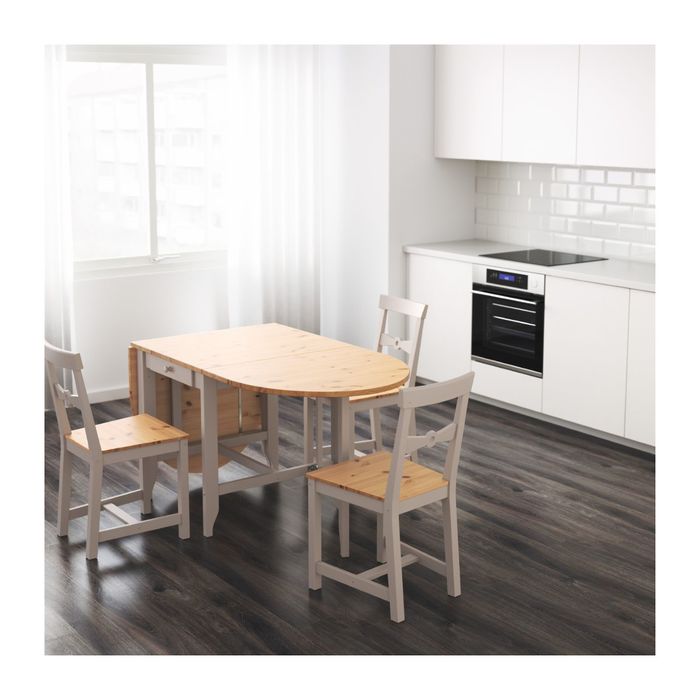 Стол складной, цвет светлая морилка антик/серый ГЭМЛЕБИ