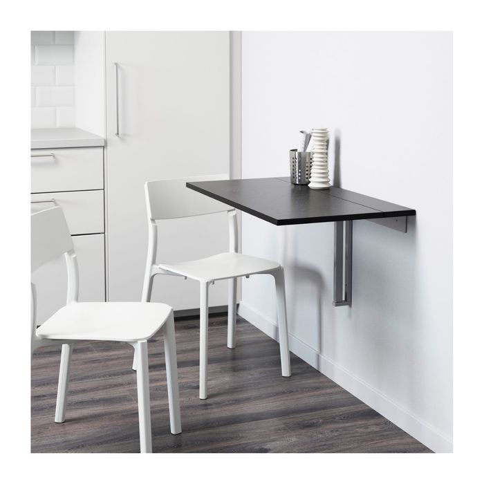 Стол откидной стенного крепежа, цвет коричнево-чёрный БЬЮРСТА