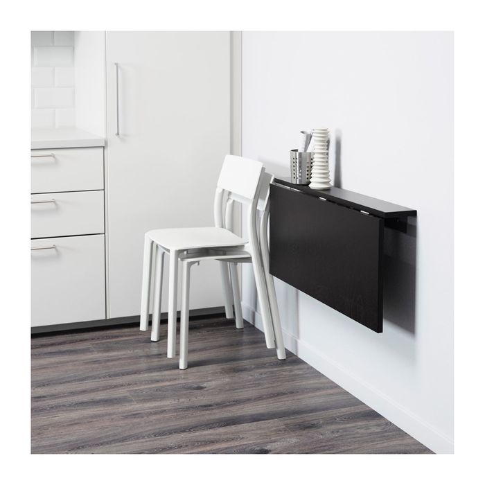 Стол откидной стенного крепежа, цвет коричнево-чёрный БЬЮРСТА