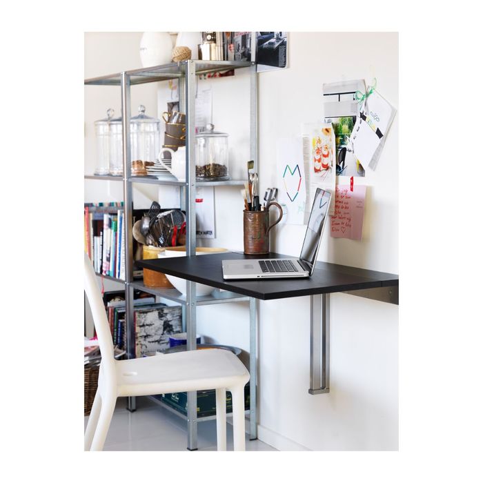 Стол откидной стенного крепежа, цвет коричнево-чёрный БЬЮРСТА